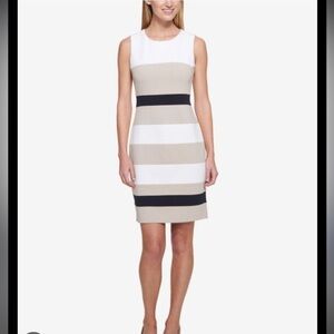 Tommy Hilfiger Colorblock Mini Dress - White, Tan, Black